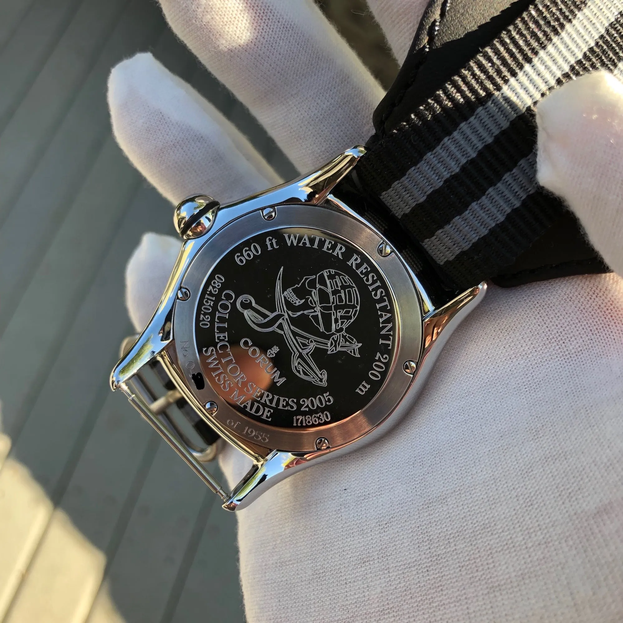 Corum Bubble Pirate 02320.572001 Automatic 45mm Stainless Steel Leather Wristwatch Box & Papers