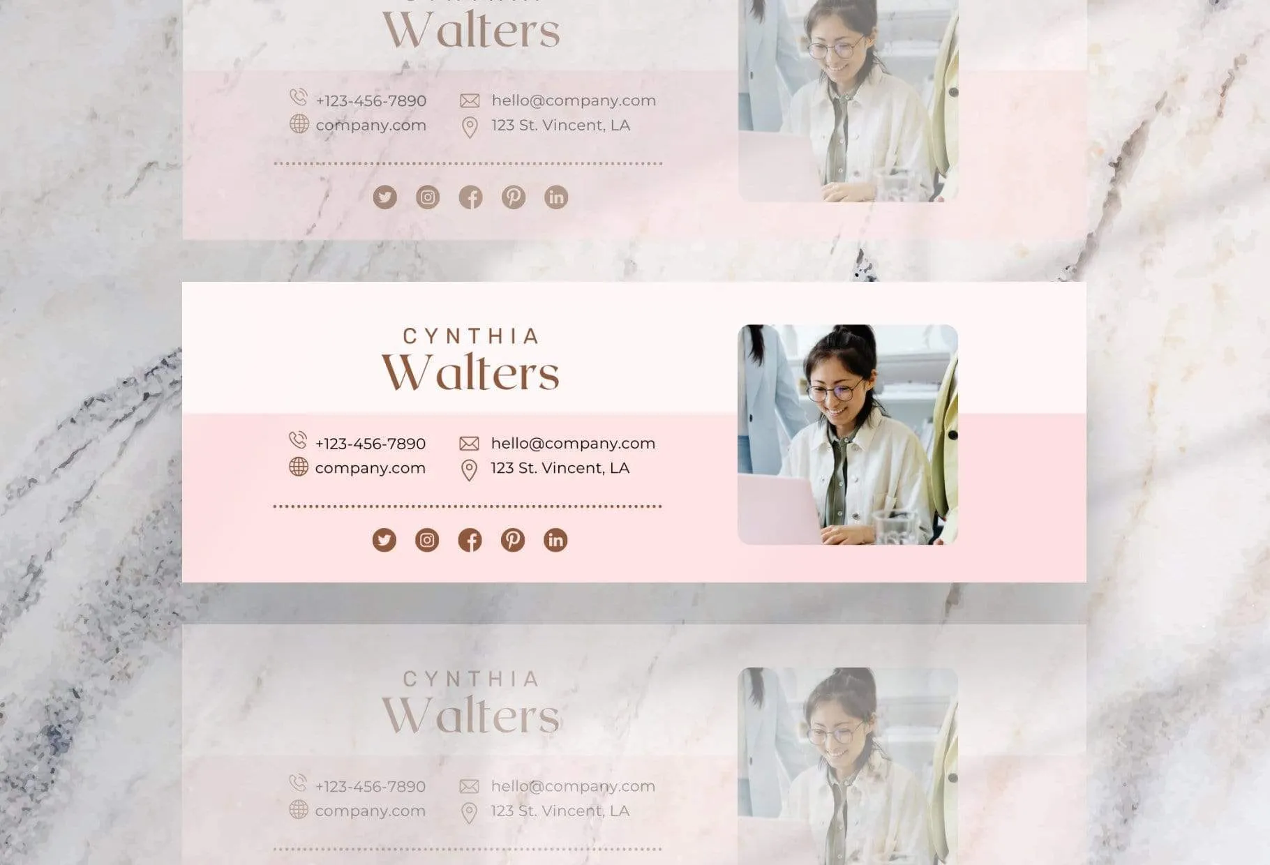 Cynthia Email Signature Template Editable Canva Template Rose Gold