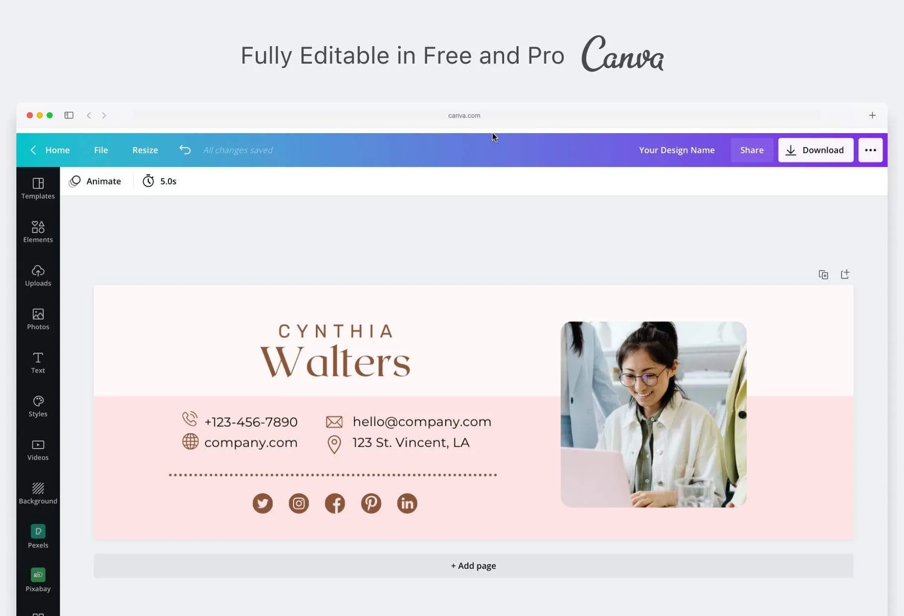 Cynthia Email Signature Template Editable Canva Template Rose Gold