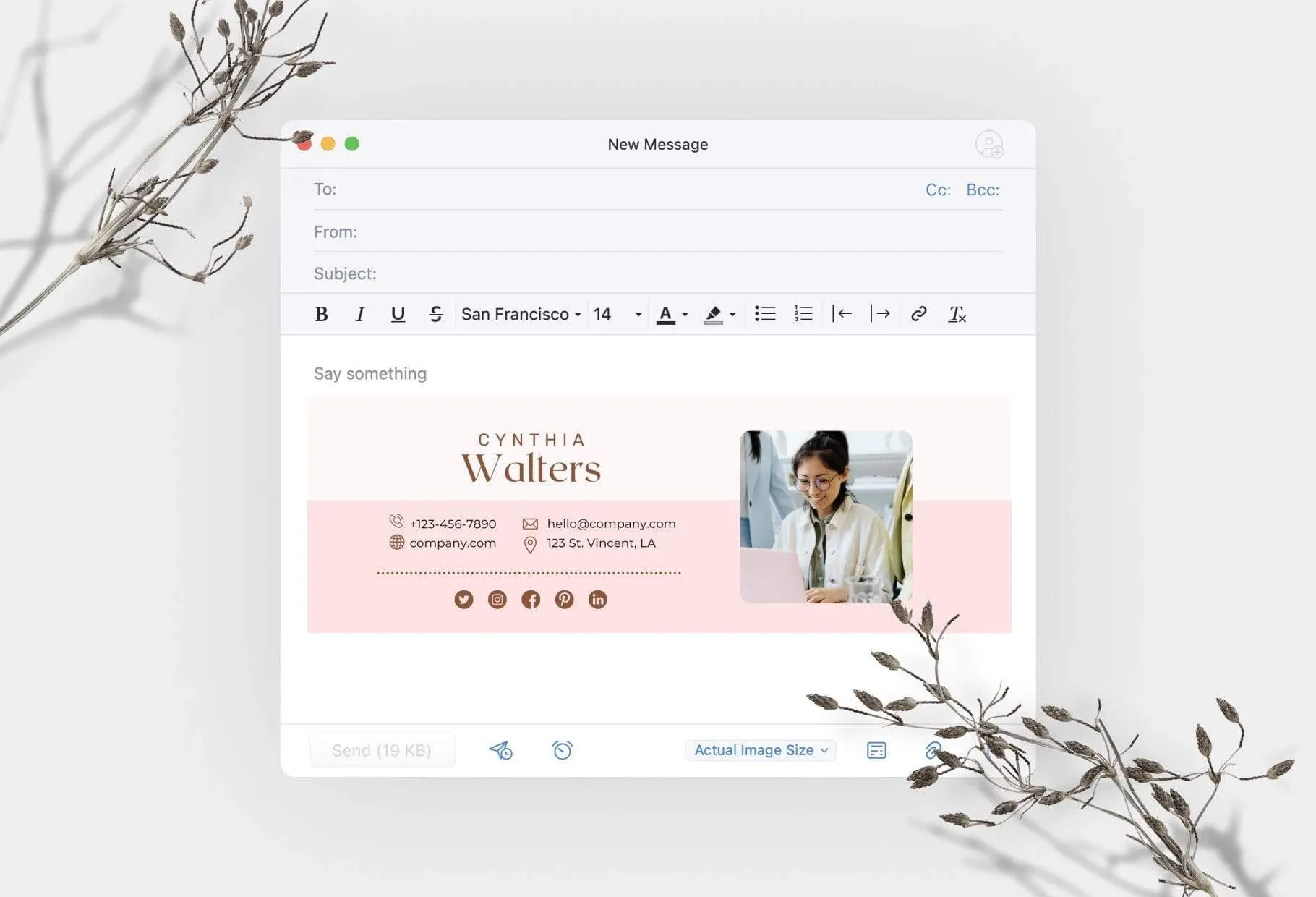 Cynthia Email Signature Template Editable Canva Template Rose Gold