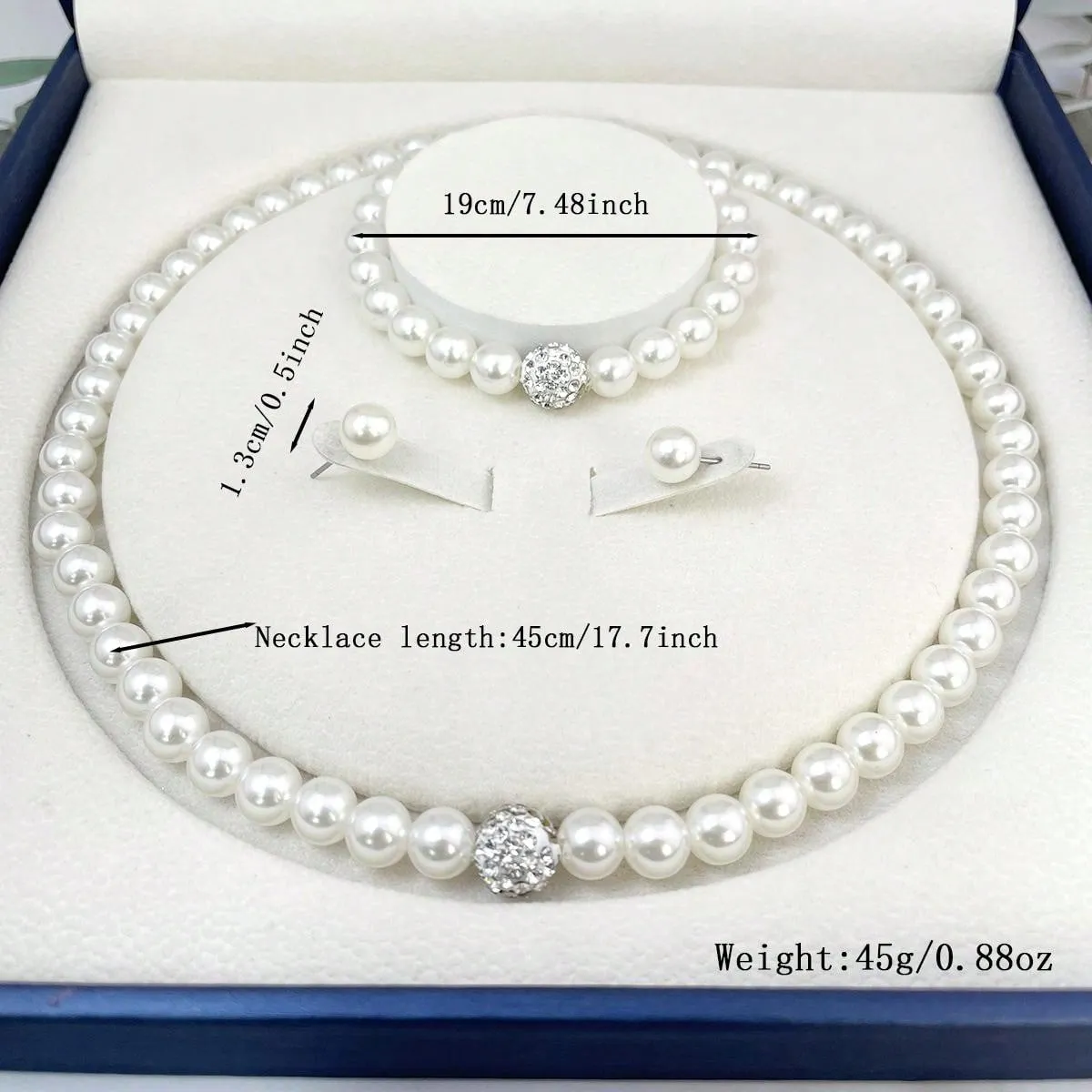 Elegant 4-Piece Pearl Jewelry Set: Necklace, Earrings, and Bracelet