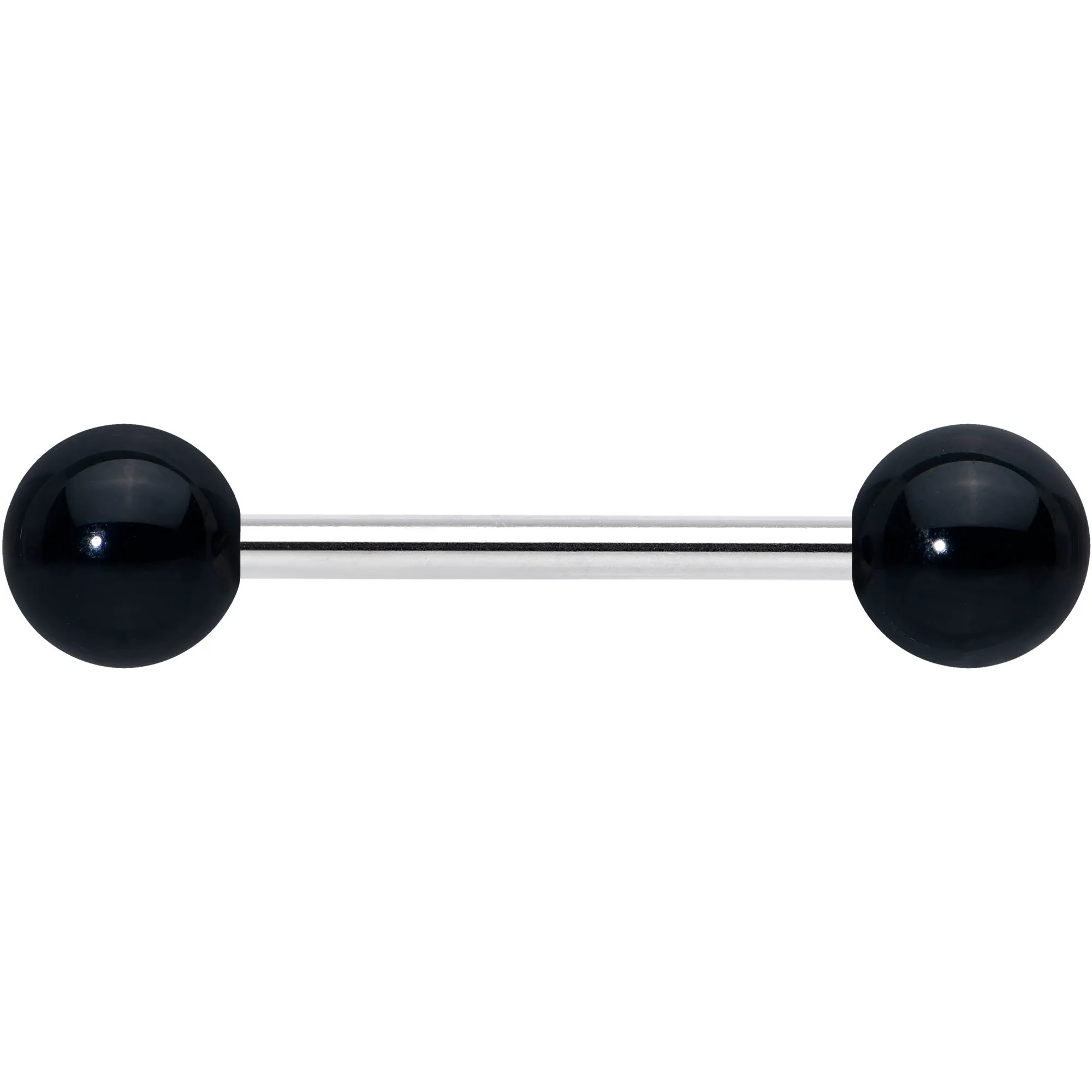 Elegant Black Agate Barbell Tongue Ring