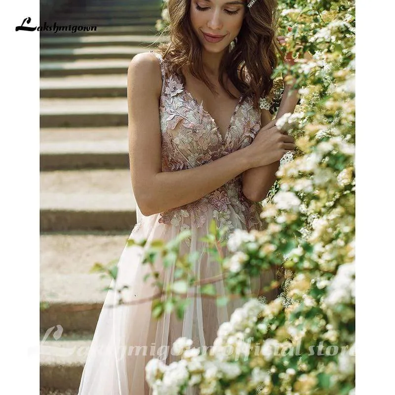 Elegant Strapless Jumpsuit Wedding Dreses Lace Appliqued