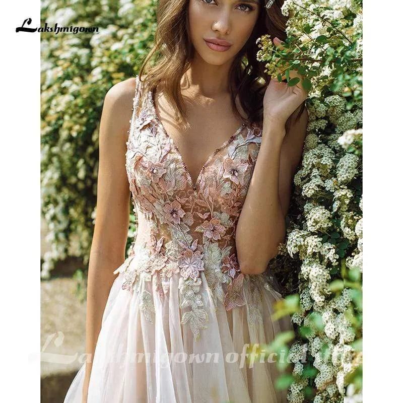 Elegant Strapless Jumpsuit Wedding Dreses Lace Appliqued
