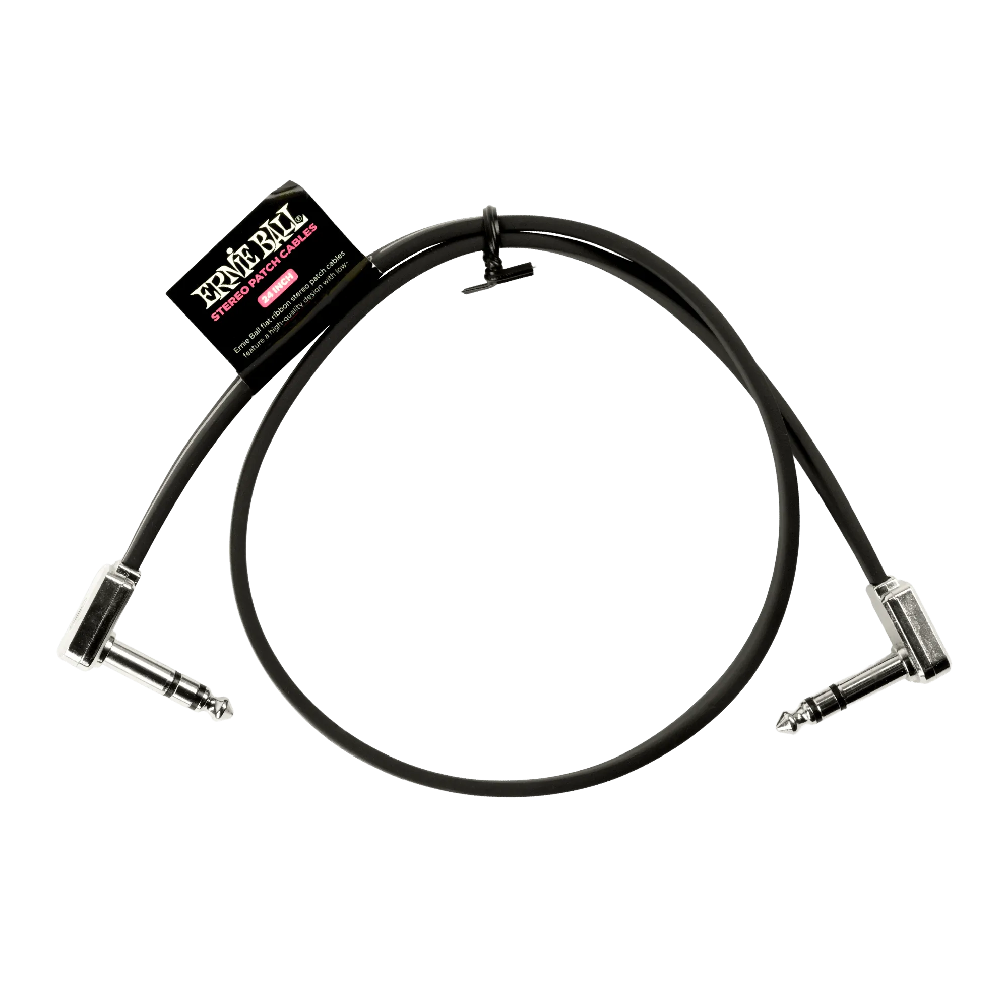 Ernie Ball 24" Flat Ribbon Stereo Patch Cable Black