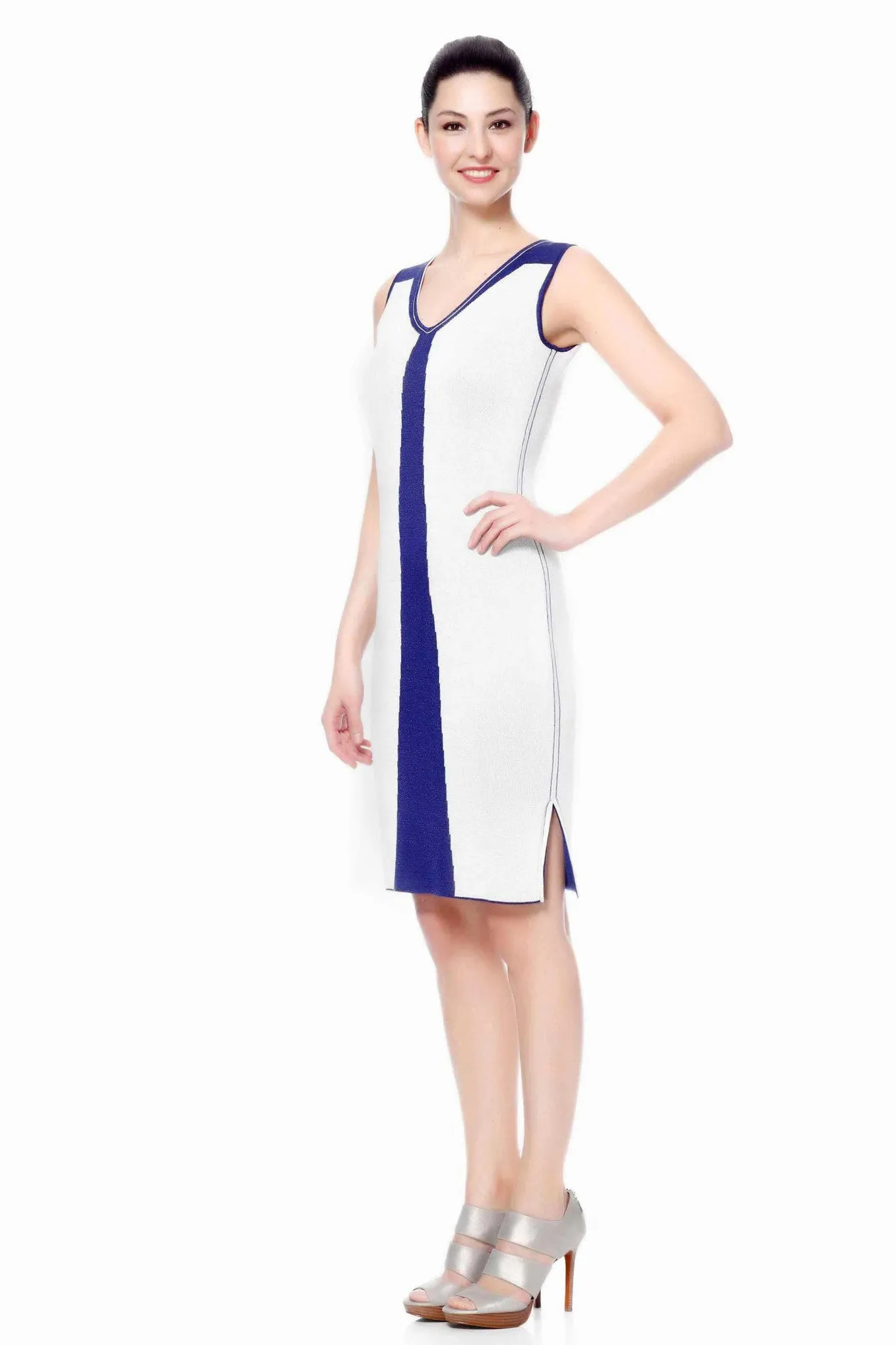 Estee Elegant V-Neck Sleeveless Reversible Dress