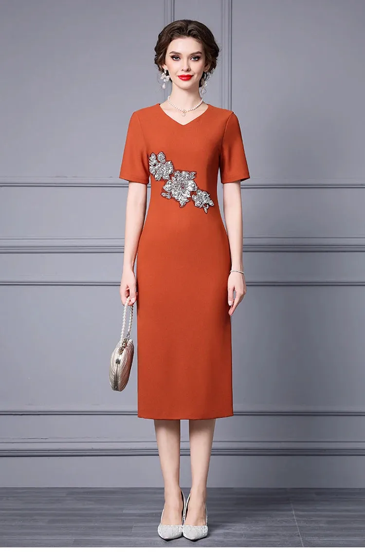 Ezra Short Sleeve Beading & Sequin Elegant  Dress
