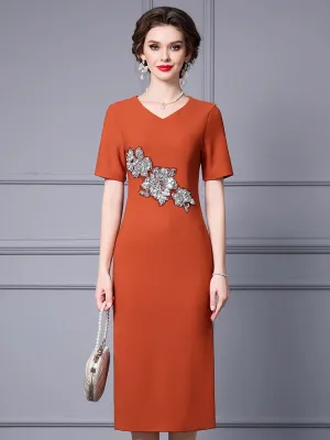 Ezra Short Sleeve Beading & Sequin Elegant  Dress