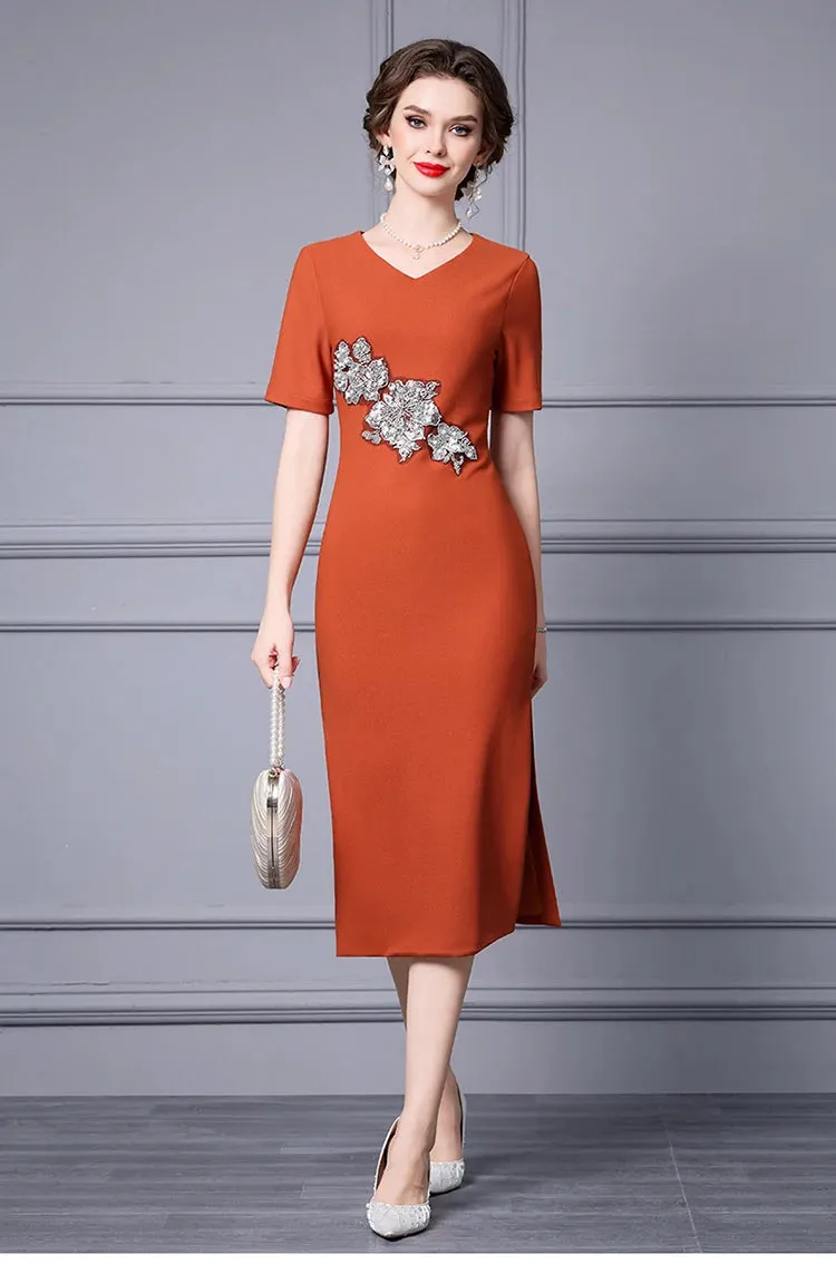 Ezra Short Sleeve Beading & Sequin Elegant  Dress
