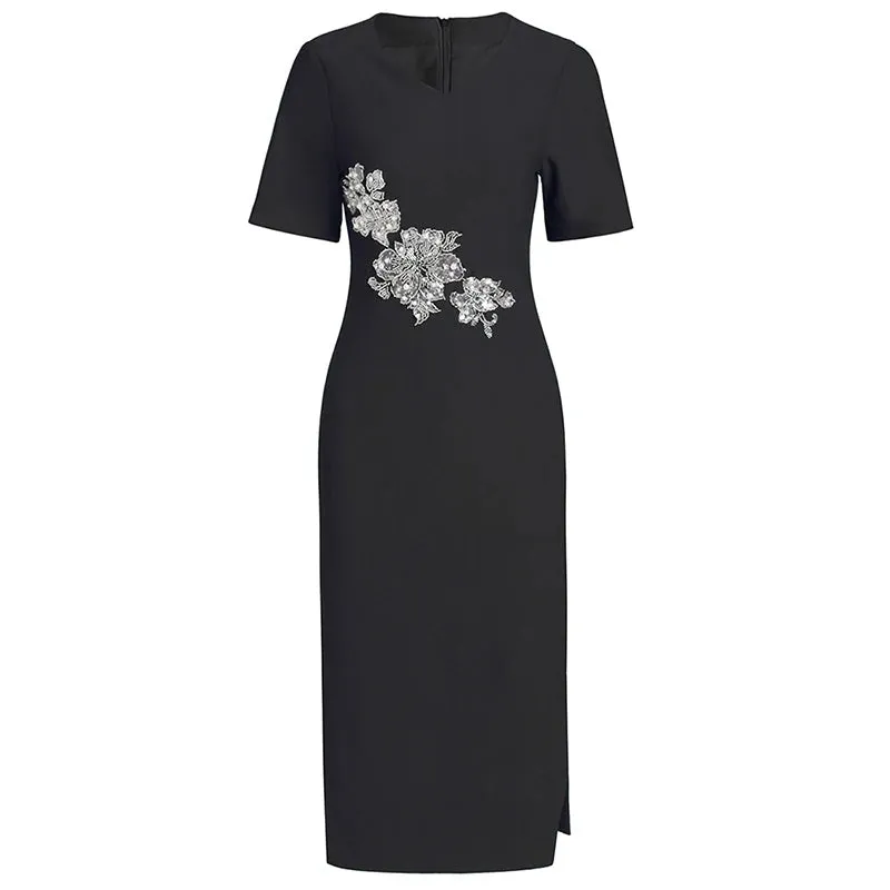 Ezra Short Sleeve Beading & Sequin Elegant  Dress
