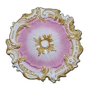 Farrah Pink White and Gold Ceiling Medallion, 16.75" Shabby Chic