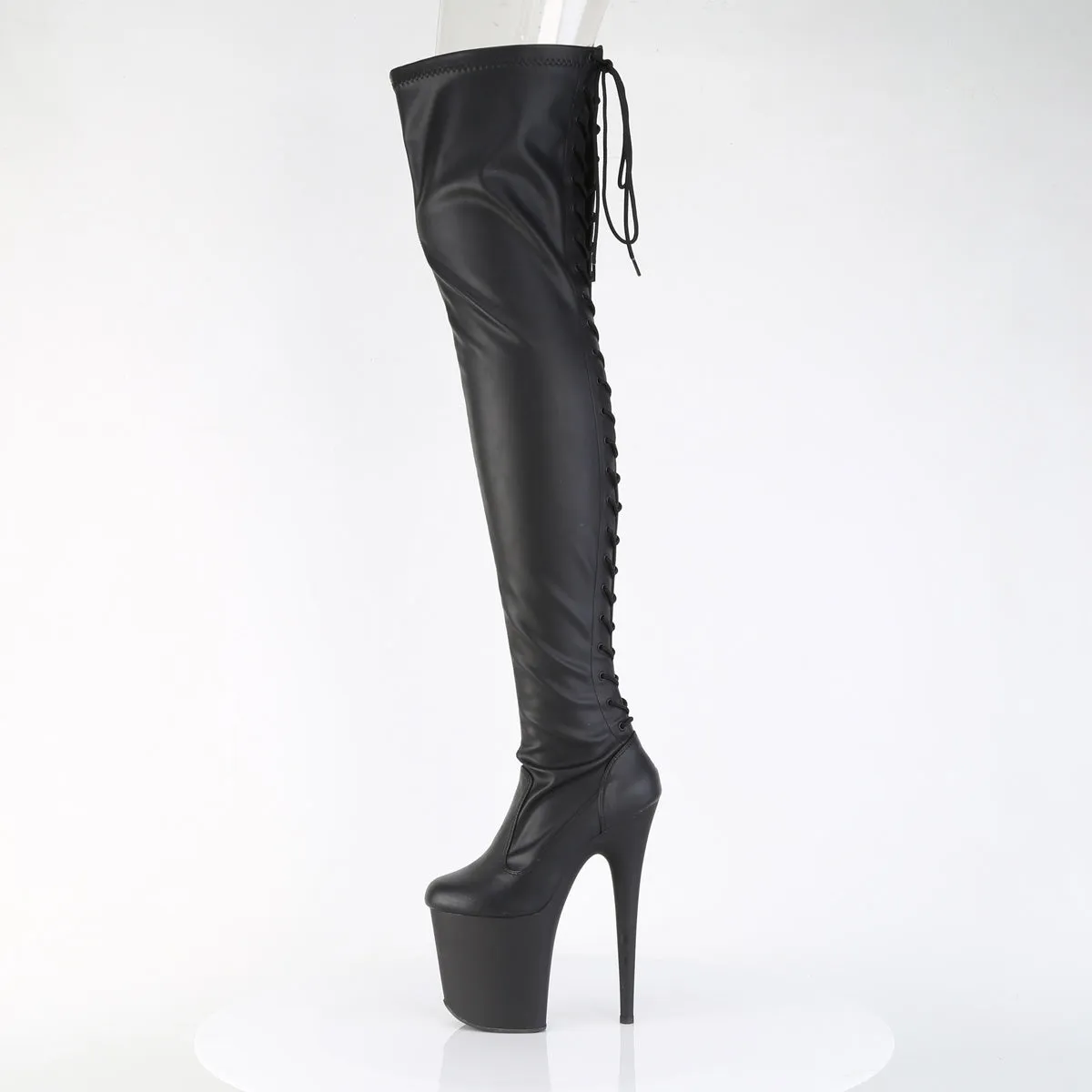 FLAMINGO-3850  Black Stretch Faux Leather/Black Matte