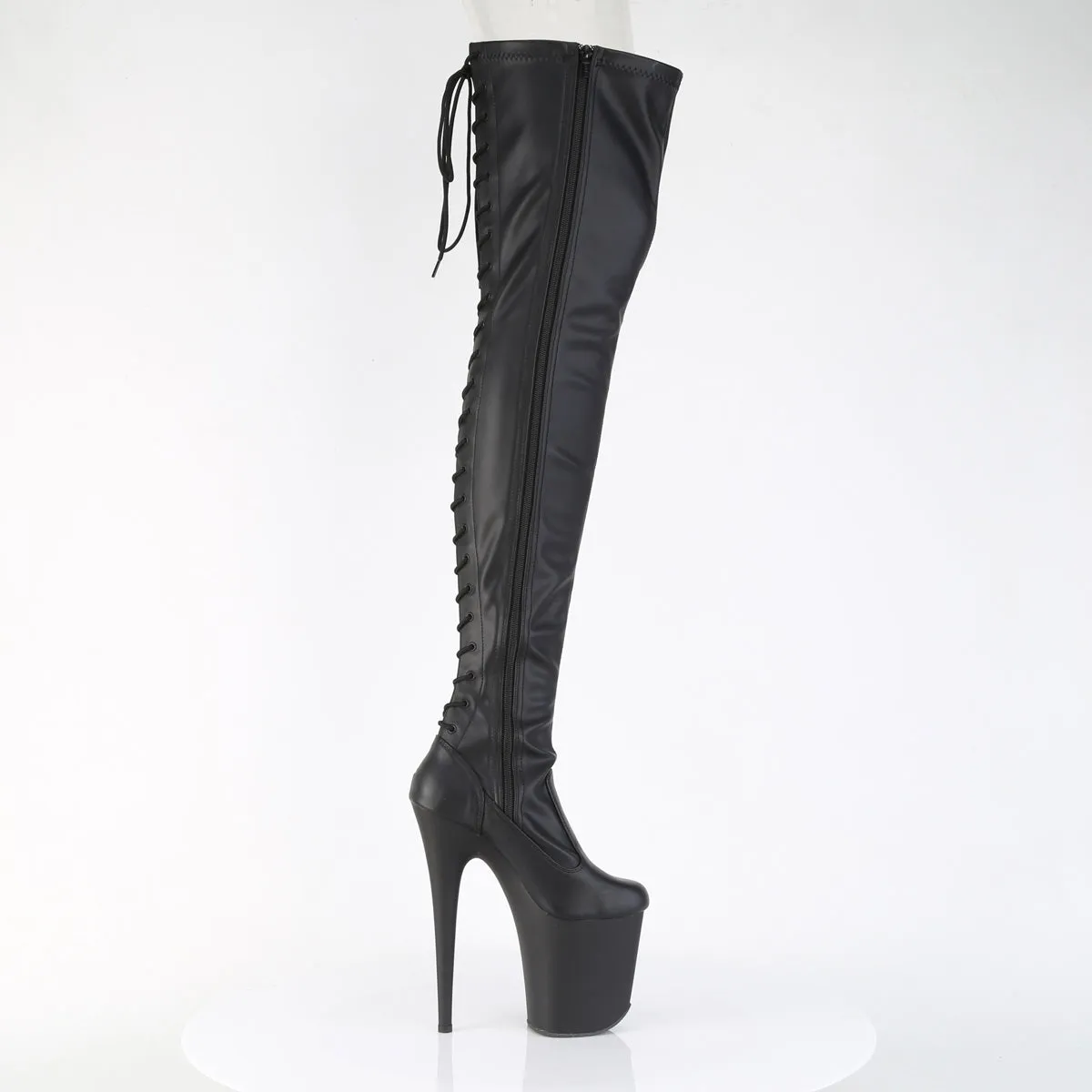 FLAMINGO-3850  Black Stretch Faux Leather/Black Matte