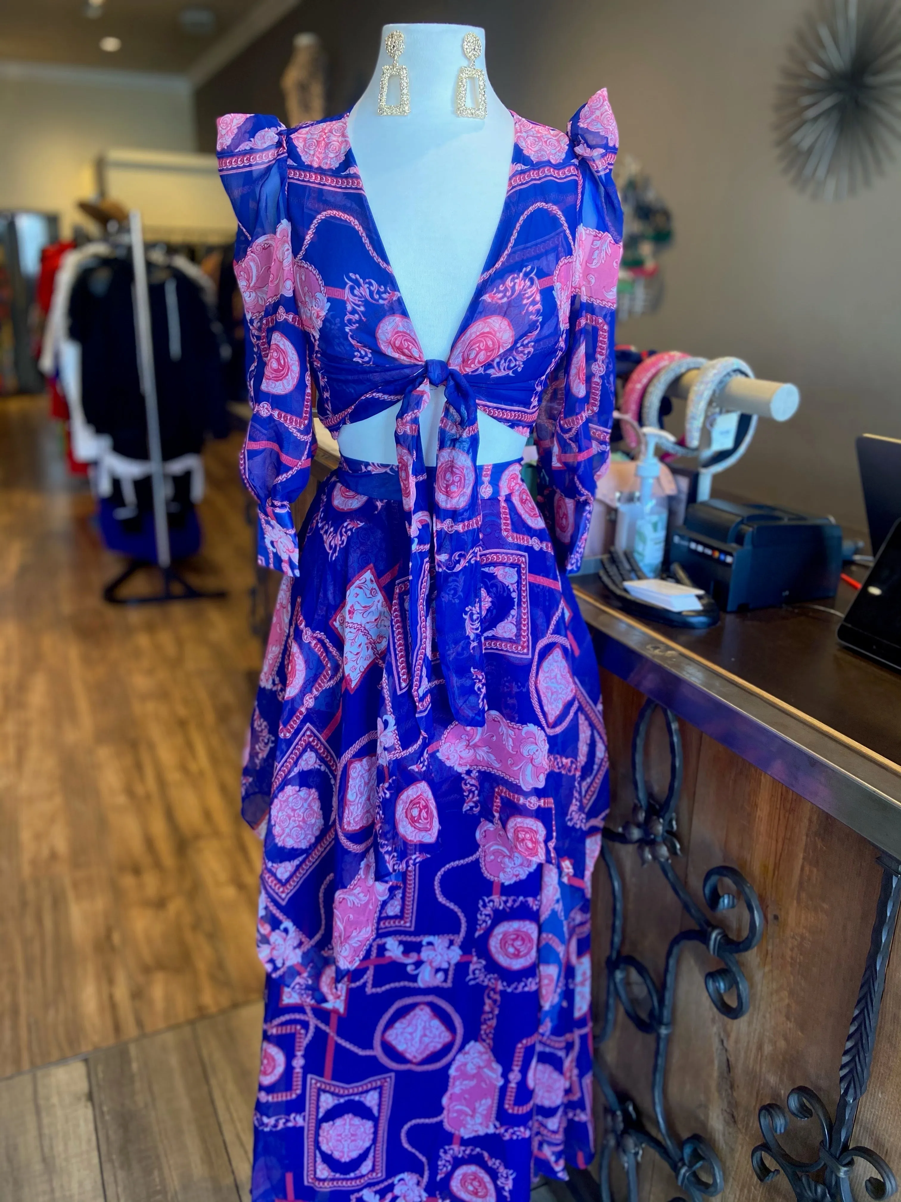 Flowy Pattern Skirt Set