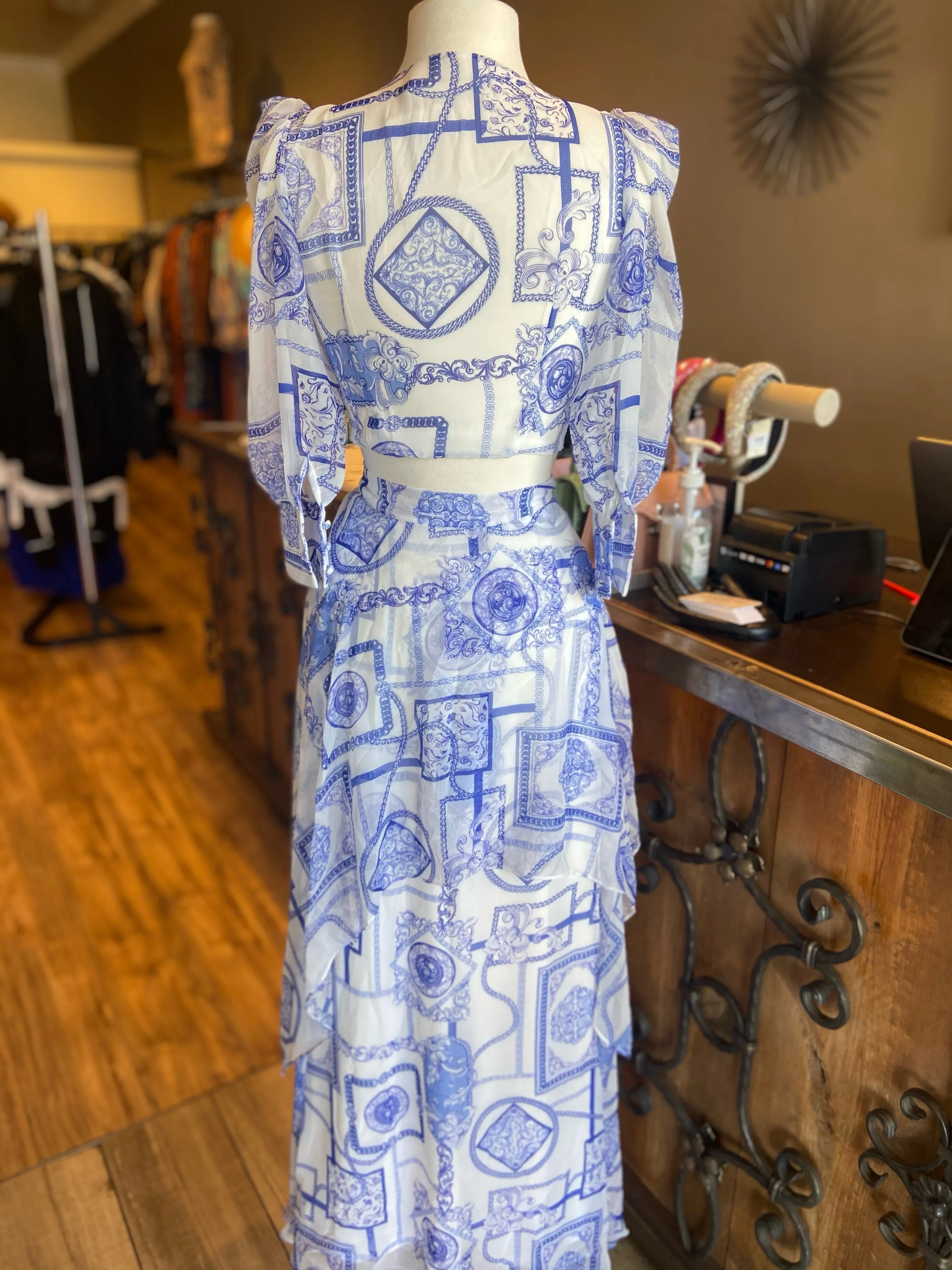 Flowy Pattern Skirt Set