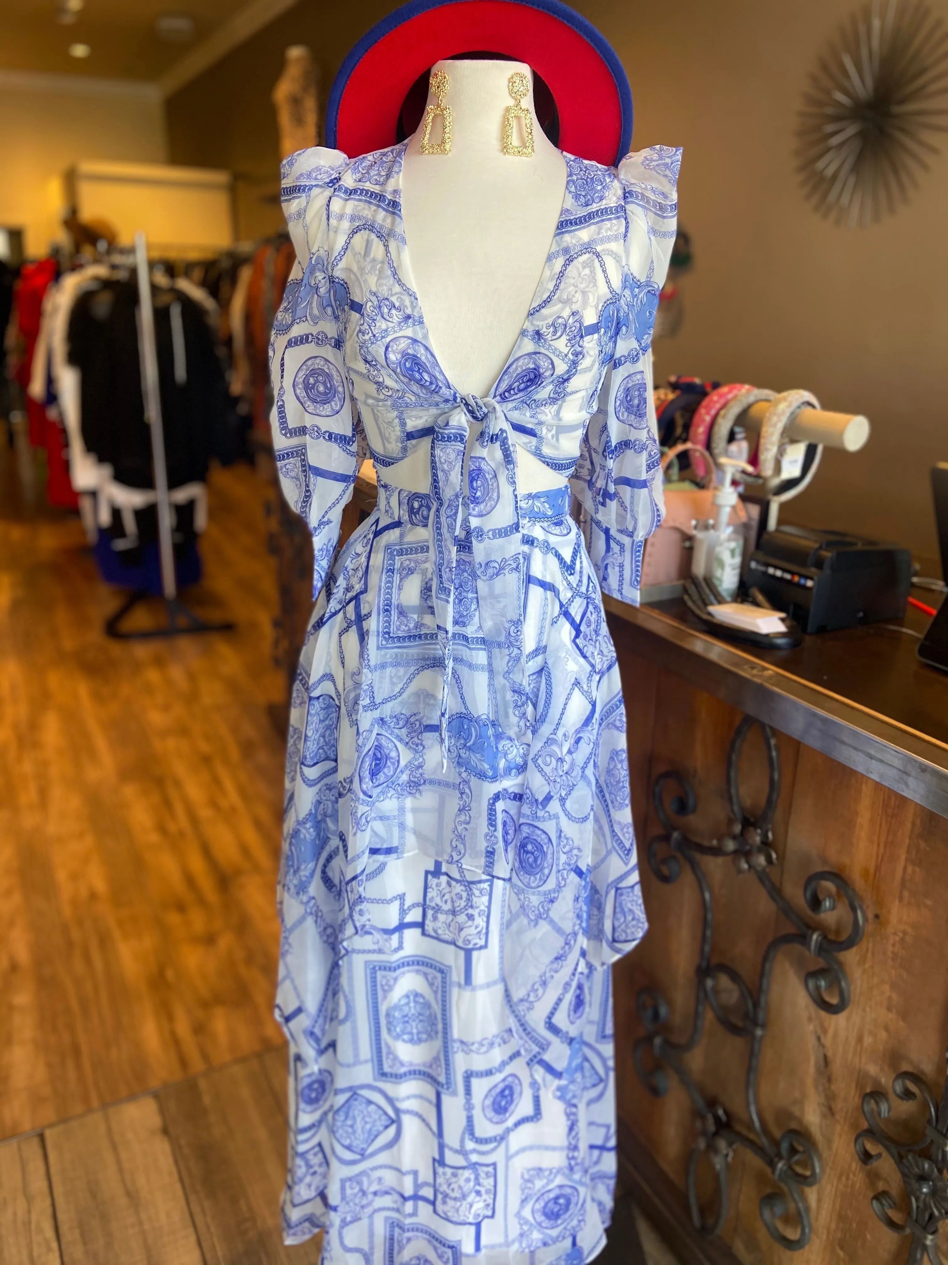 Flowy Pattern Skirt Set