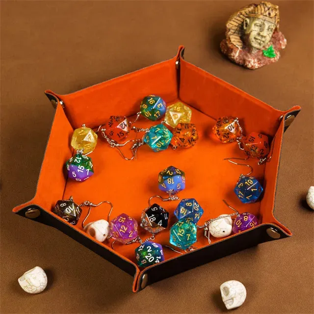 Foldable Dice Tray | Velvet | Orange