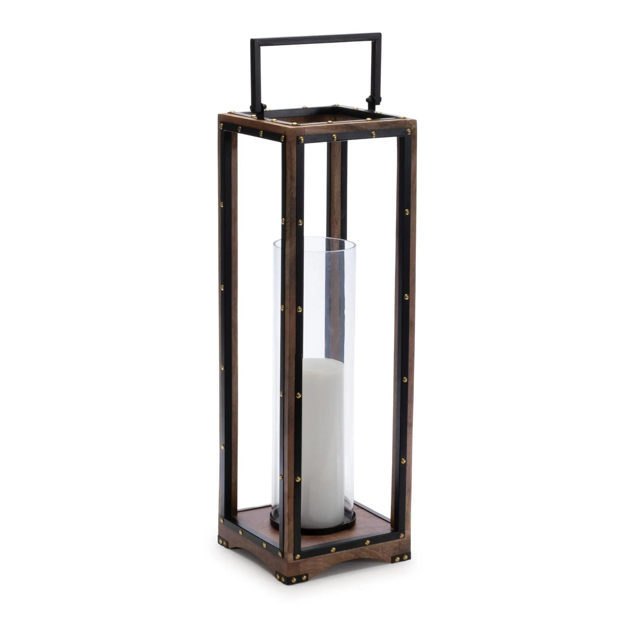Framed Candle Holder with Rivet Detail 25.25"H