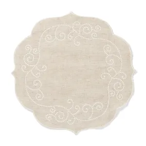 French Perle Linen Round Placemat