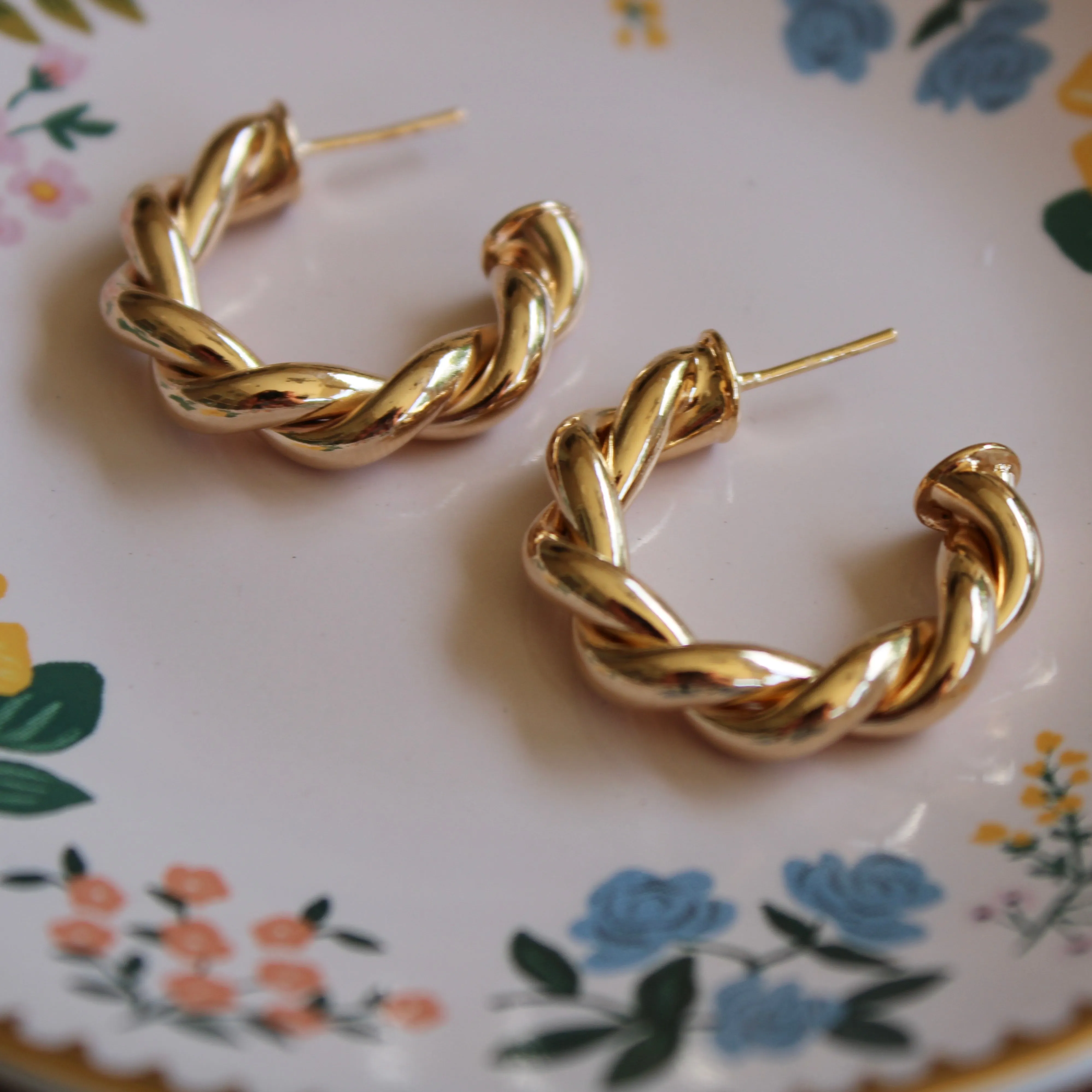 Gold Twist Hoops