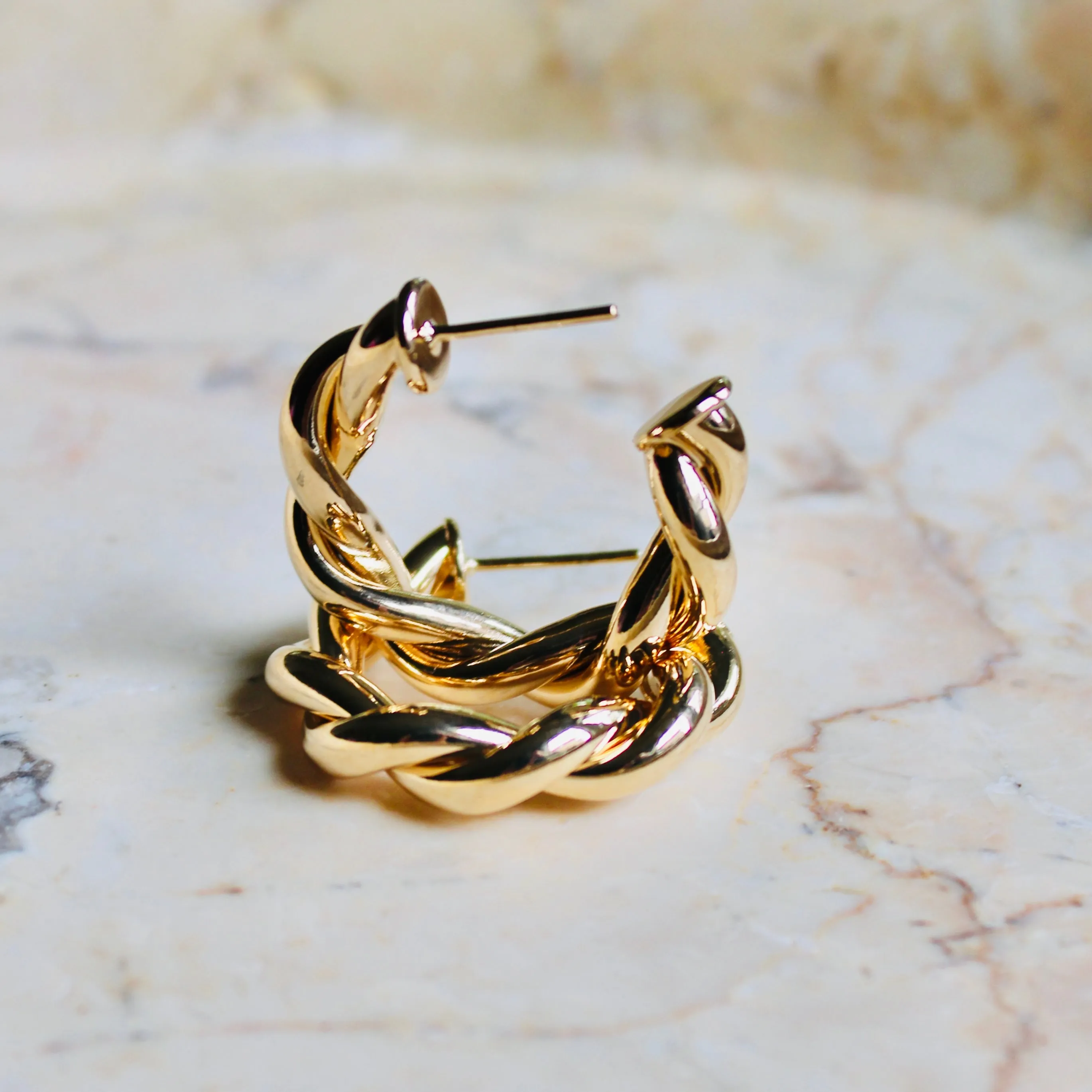 Gold Twist Hoops