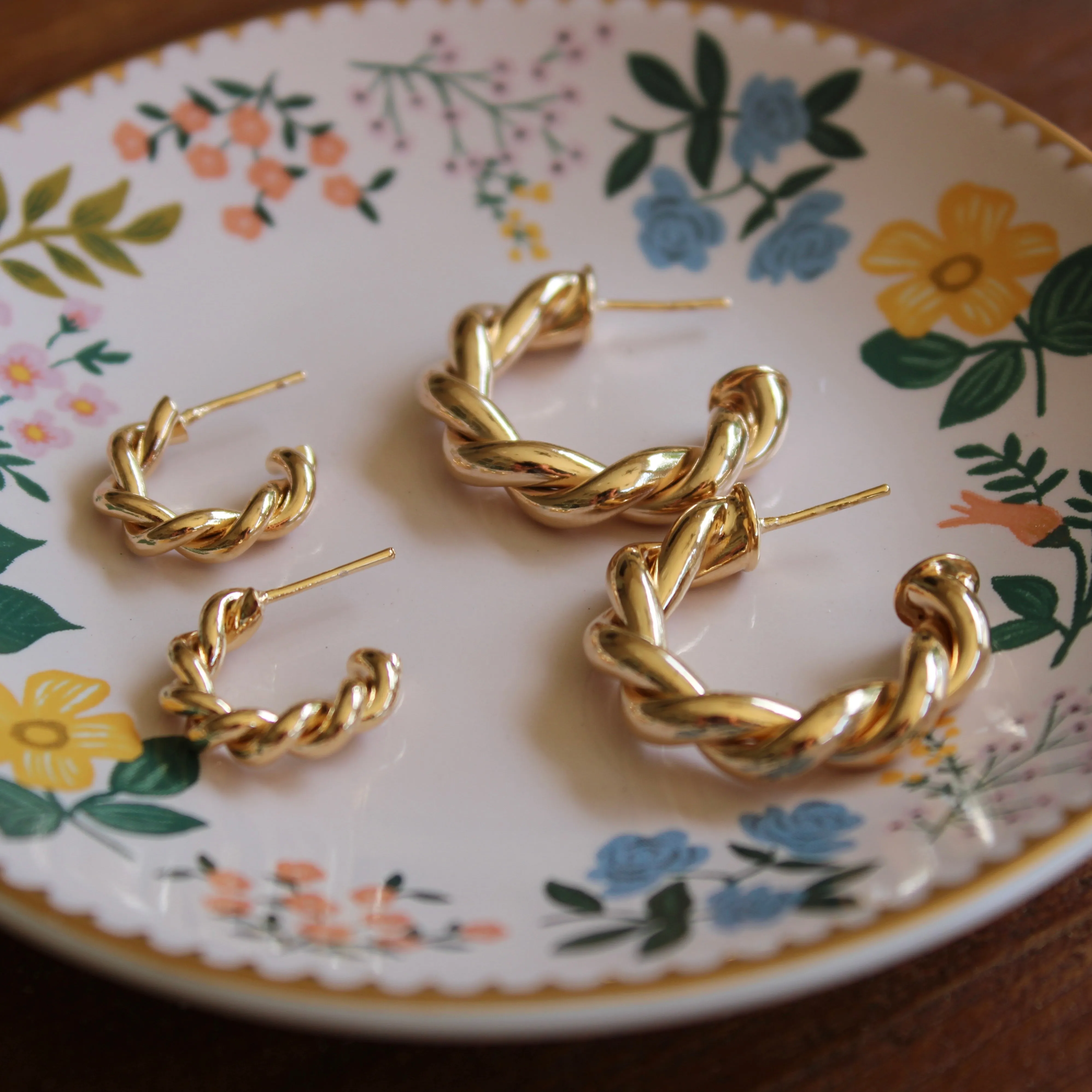 Gold Twist Hoops