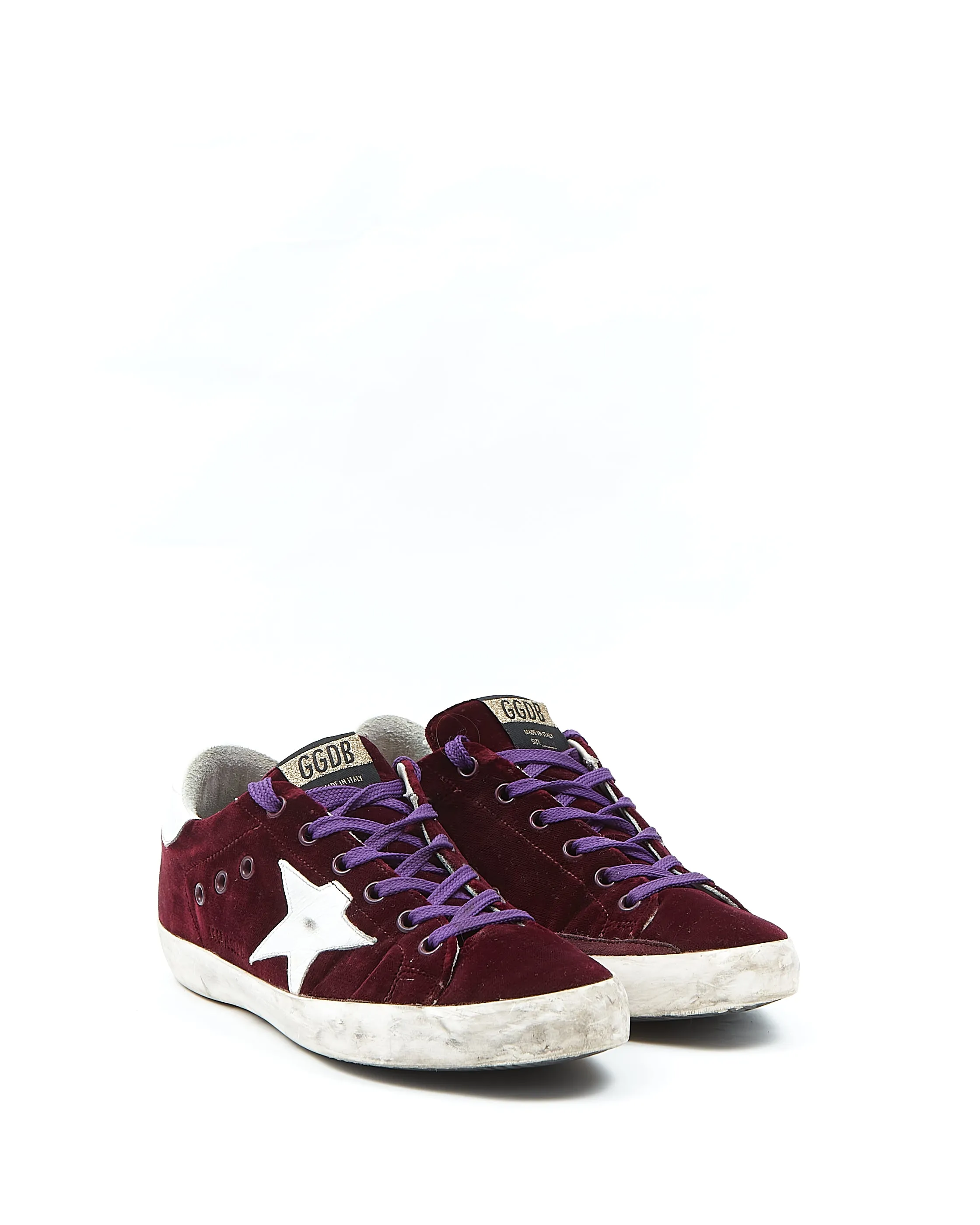 Golden Goose Burgundy Velvet Graphic Print Sneaker - 38