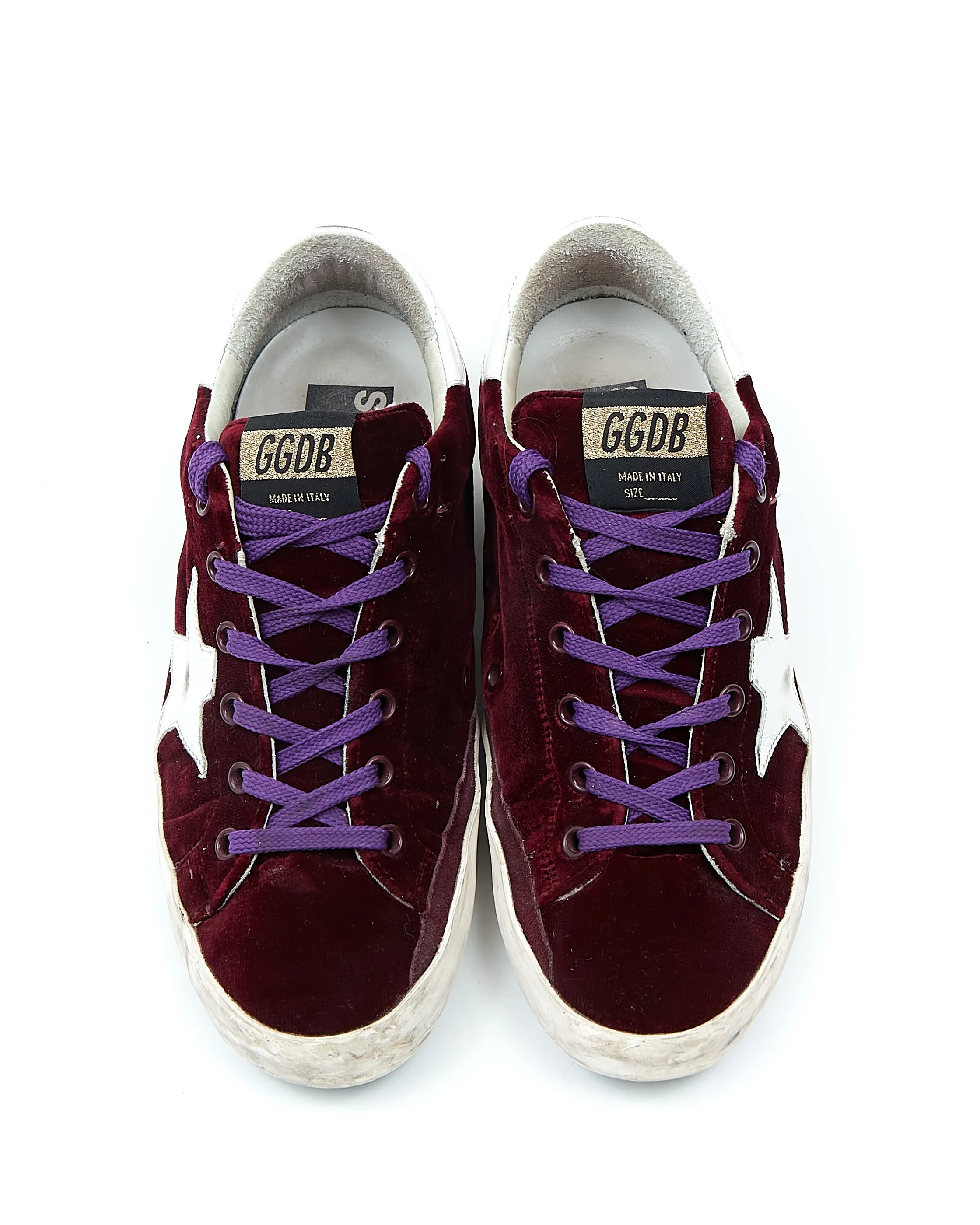 Golden Goose Burgundy Velvet Graphic Print Sneaker - 38