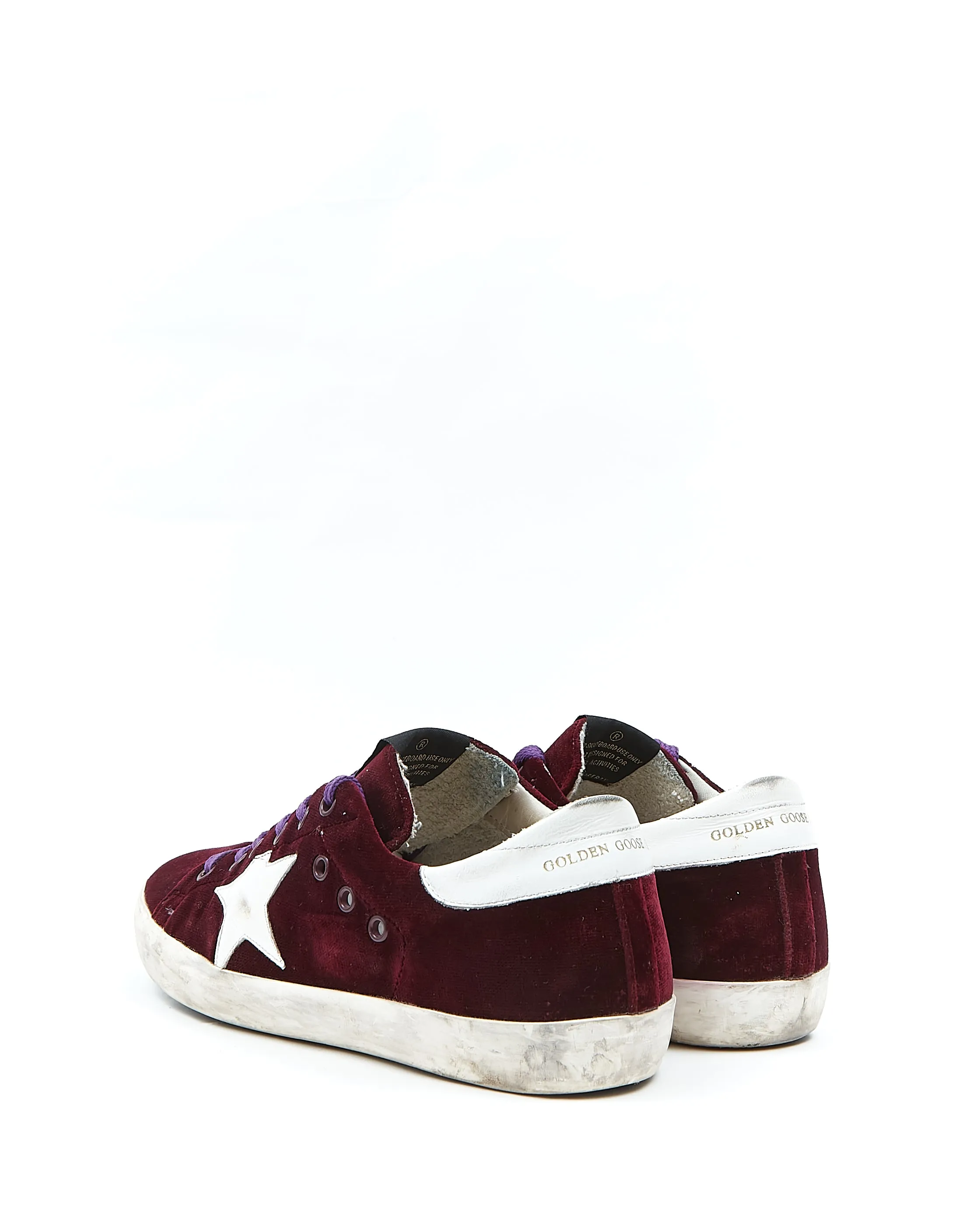 Golden Goose Burgundy Velvet Graphic Print Sneaker - 38