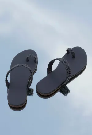 Grey Knotted Cruelty Free Leather Sandals