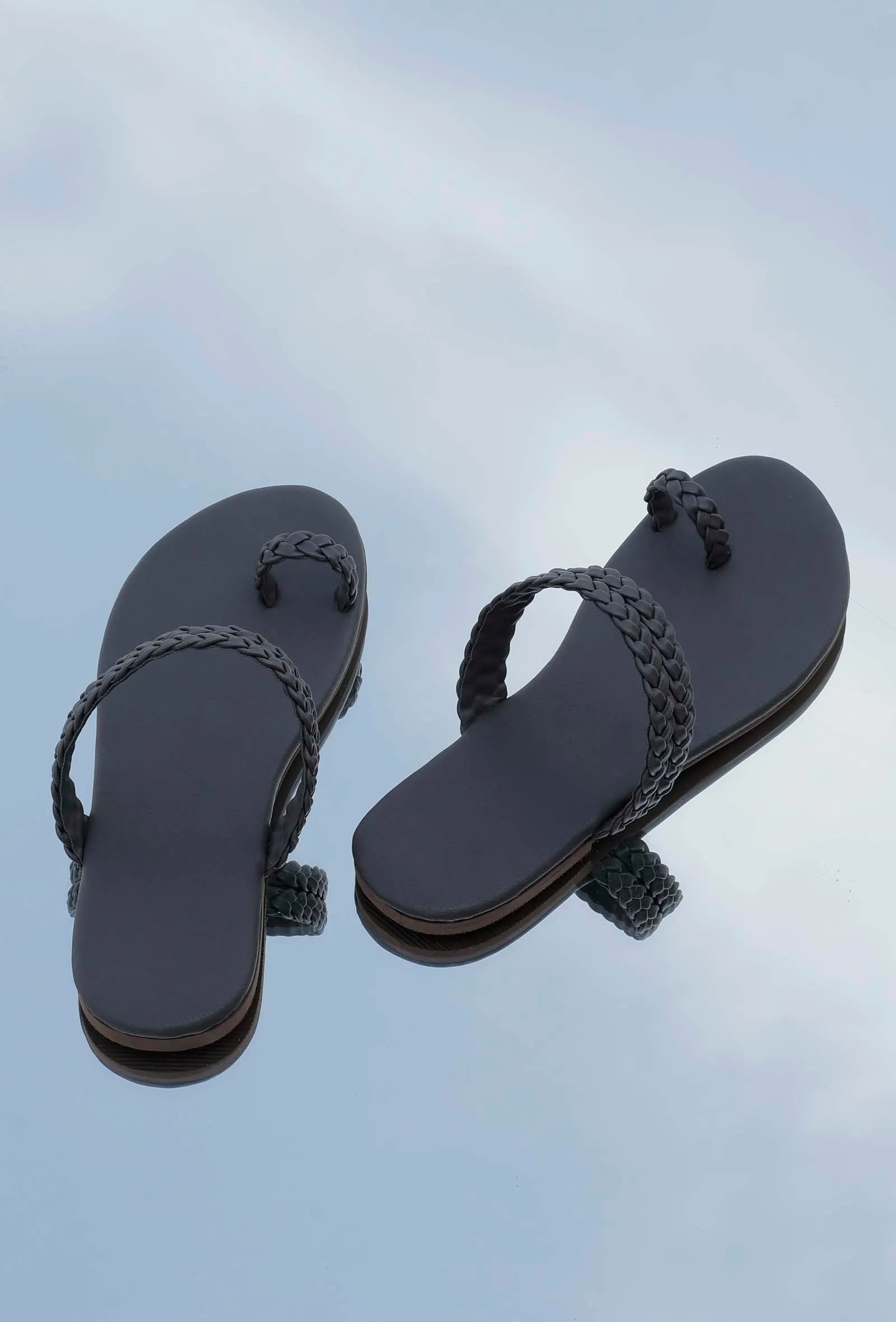 Grey Knotted Cruelty Free Leather Sandals