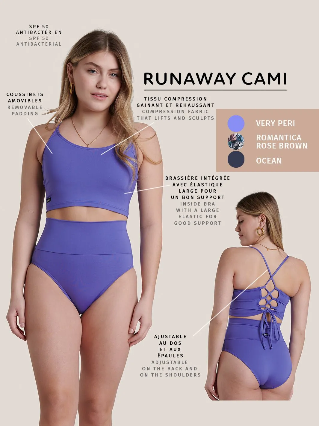 Haut de Tankini avec Dos Croisé Runaway Cami - Very Peri
