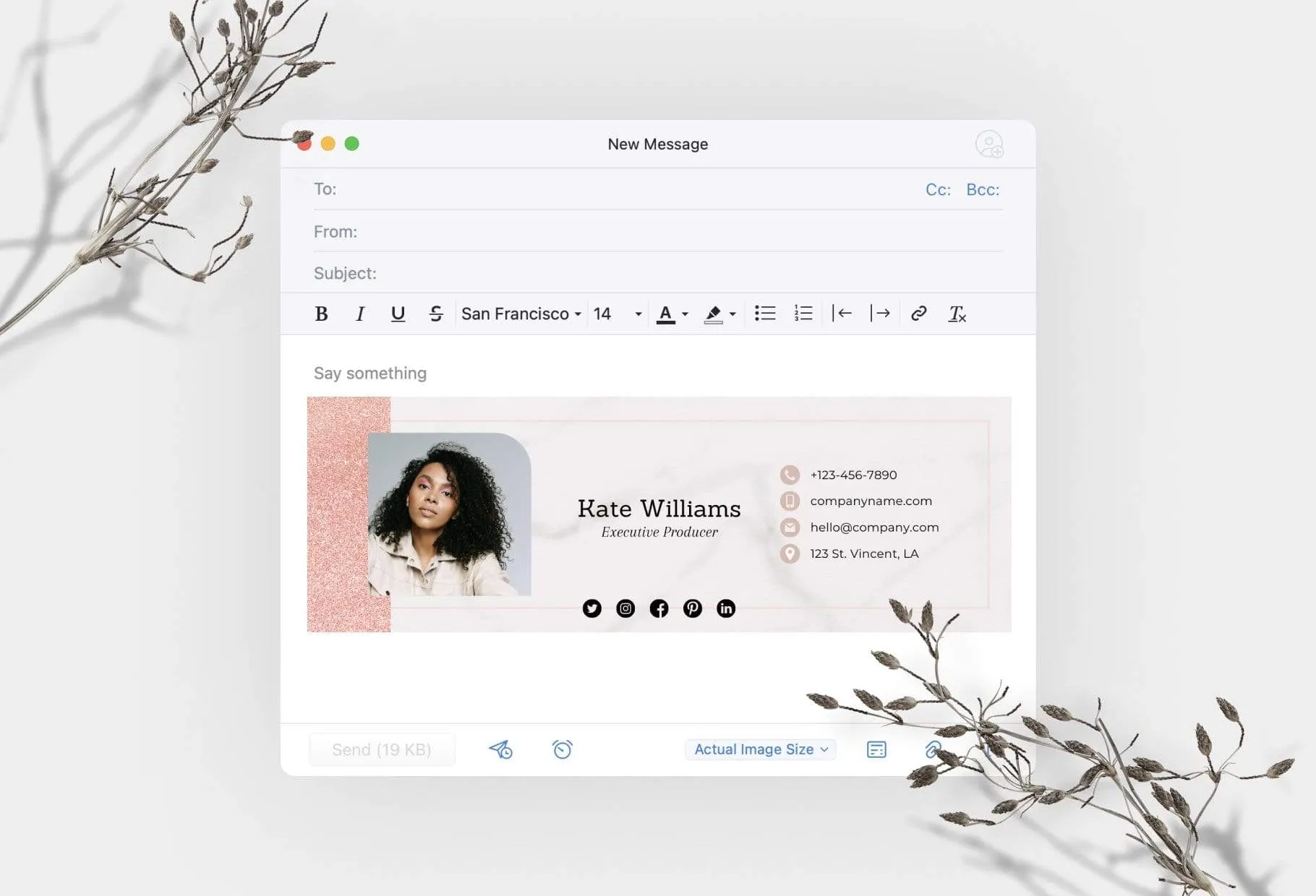 Kate Email Signature Template Editable Canva Template Rose Gold