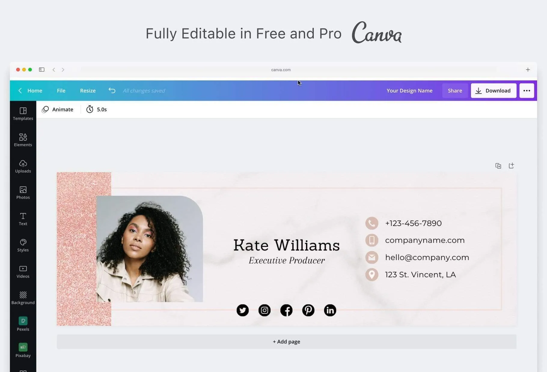 Kate Email Signature Template Editable Canva Template Rose Gold