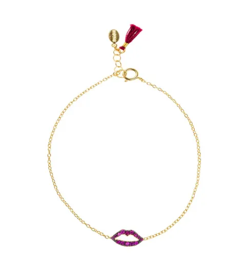 Katie Lip Embroidered Bracelet