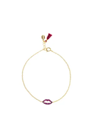 Katie Lip Embroidered Bracelet