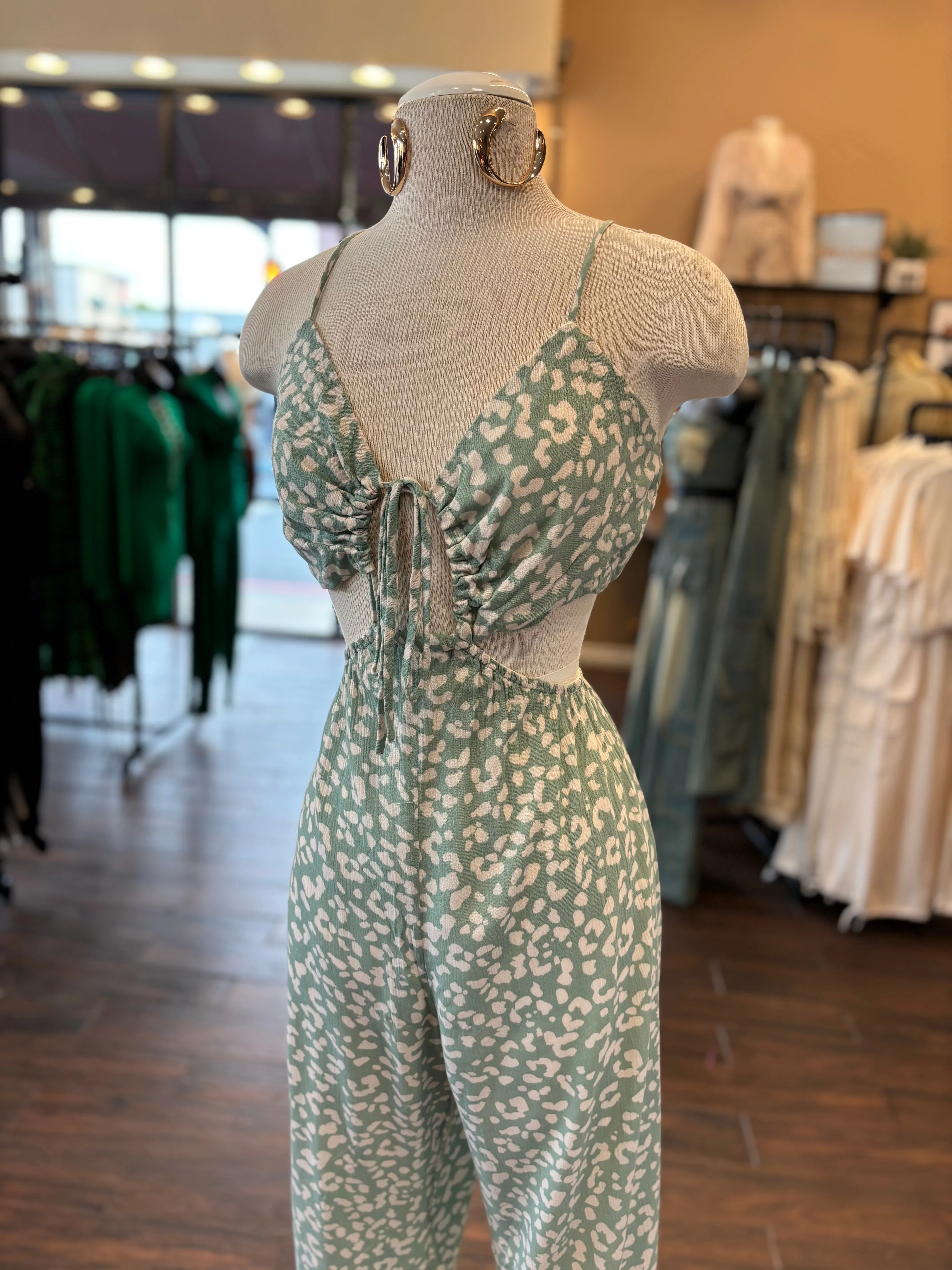Leopard Printed Cutout Junpsuit