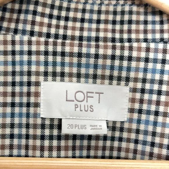 LOFT Plus Checked Long Modern Blazer Glen Plaid Neutrals {QQ12}