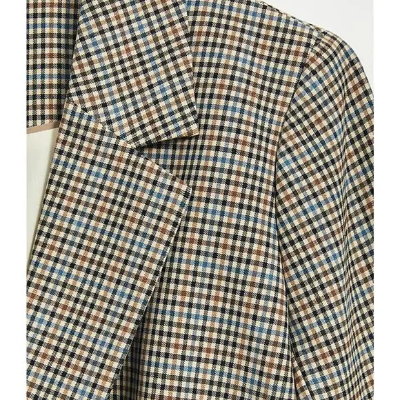 LOFT Plus Checked Long Modern Blazer Glen Plaid Neutrals {QQ12}