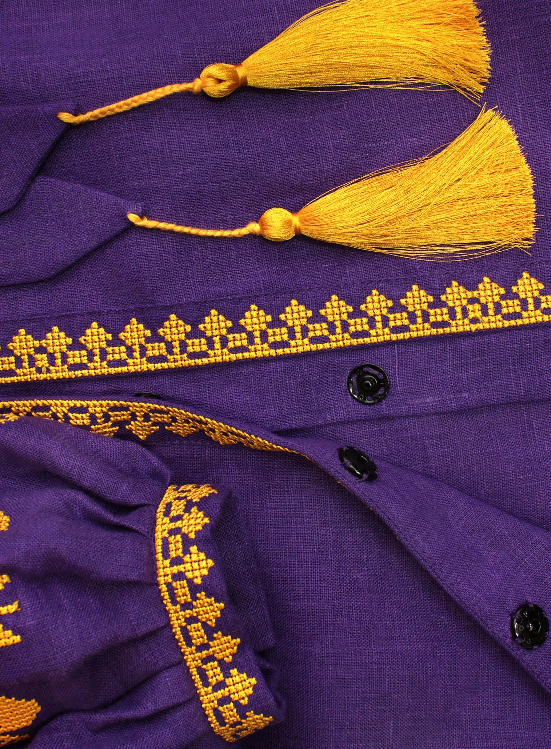 Long purple Kaftan with yellow embroidery