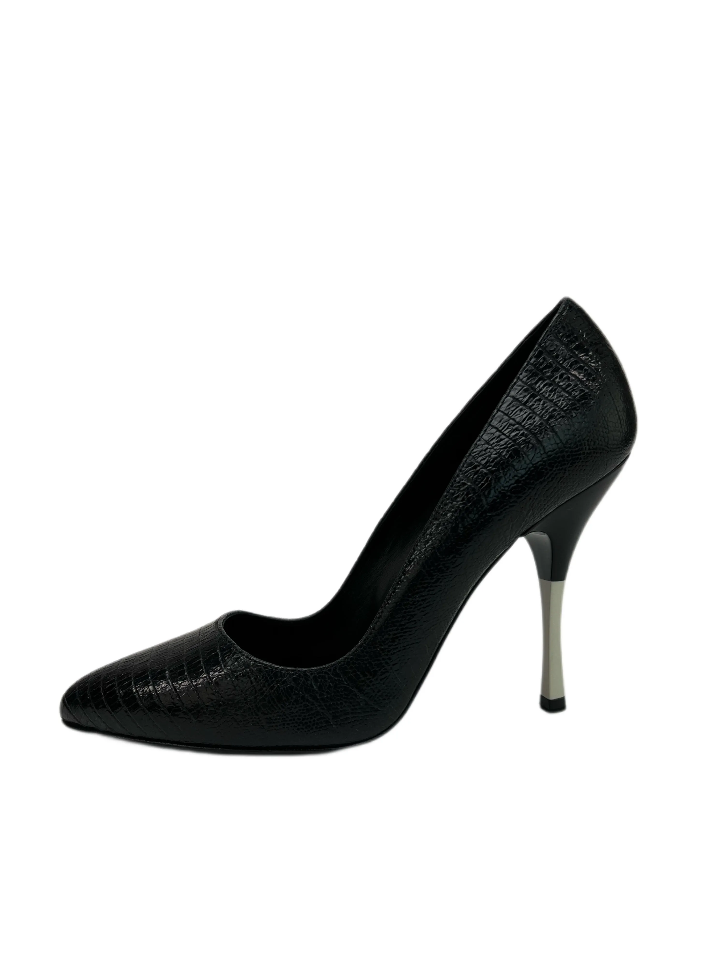 Max Mara Women's Black Onde Leather Stiletto Heel Pumps Size 8 NWB