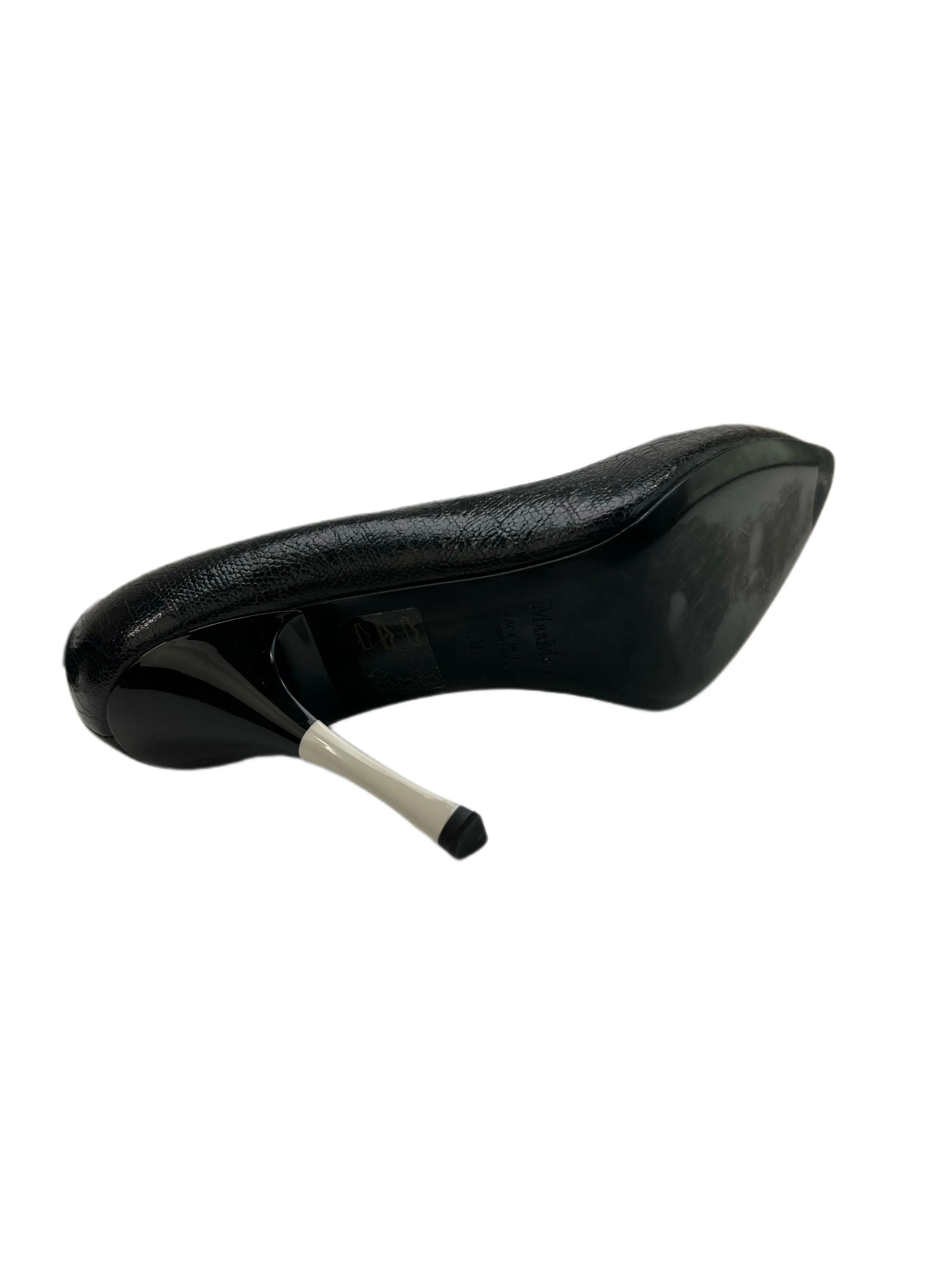 Max Mara Women's Black Onde Leather Stiletto Heel Pumps Size 8 NWB