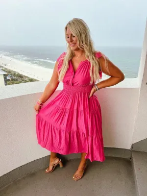 Meet Me at Church Bubblegum Pink Midi Dress