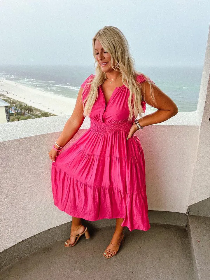 Meet Me at Church Bubblegum Pink Midi Dress