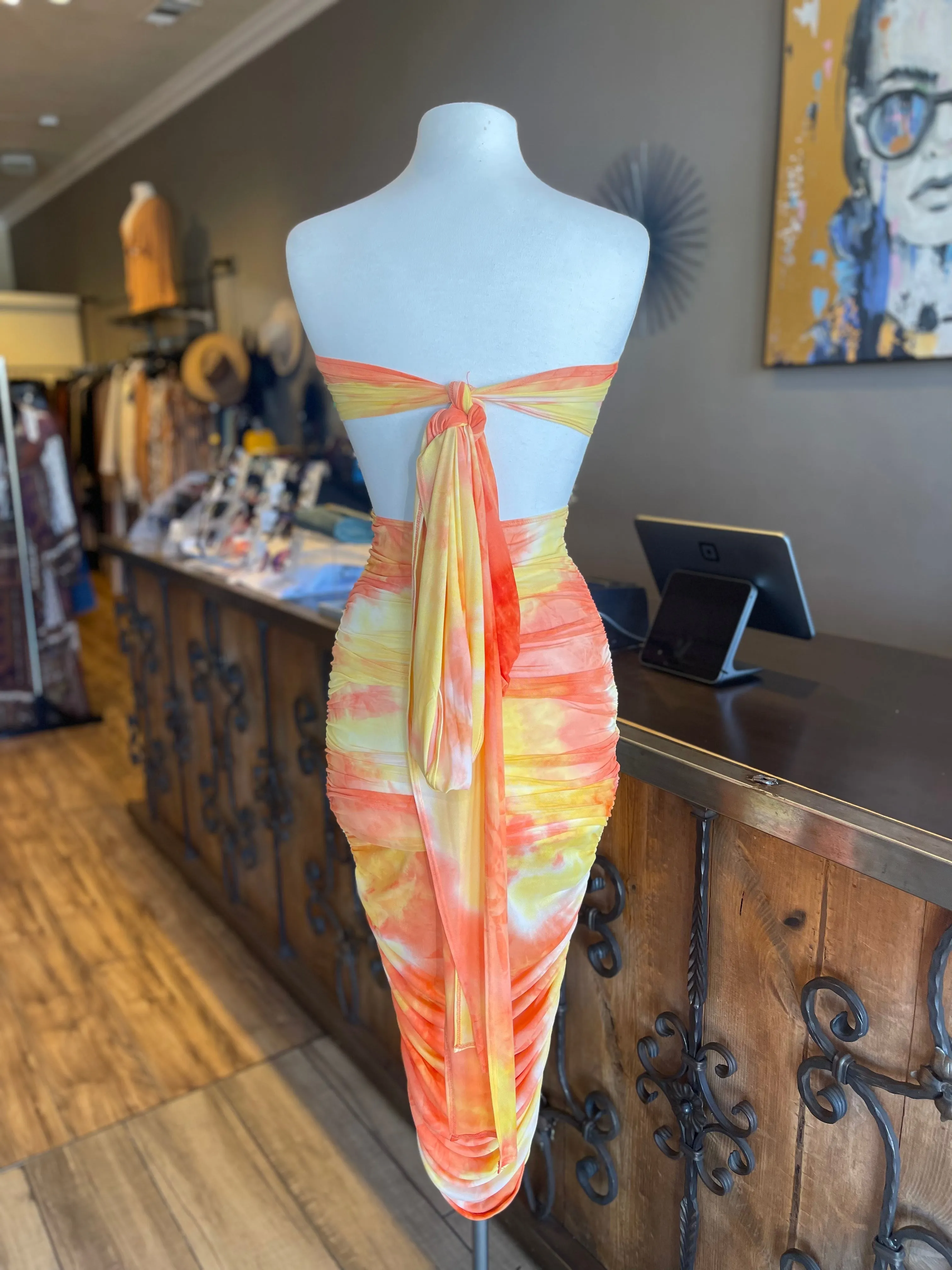 Mesh Halter Bikini Look Dress
