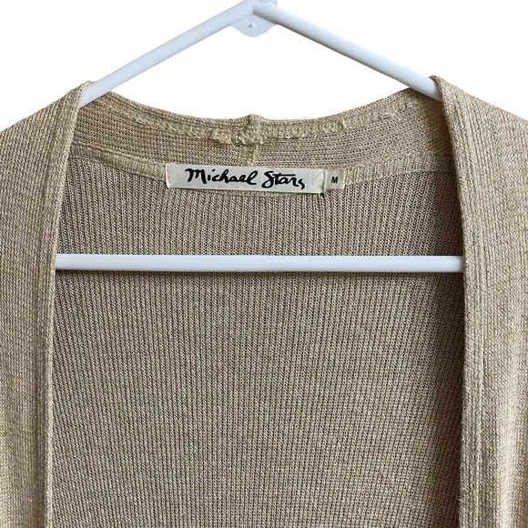 Michael Stars Tan Knit Longline Lightweight Maxi Open Front Cardigan Size Medium