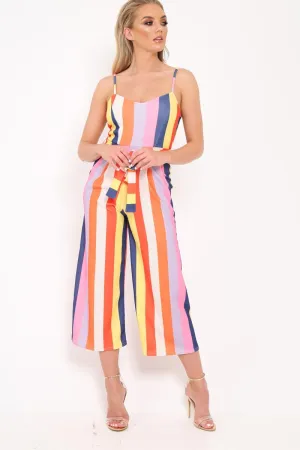 Multi Stripe Tie Waist Jumpsuit - Jakai