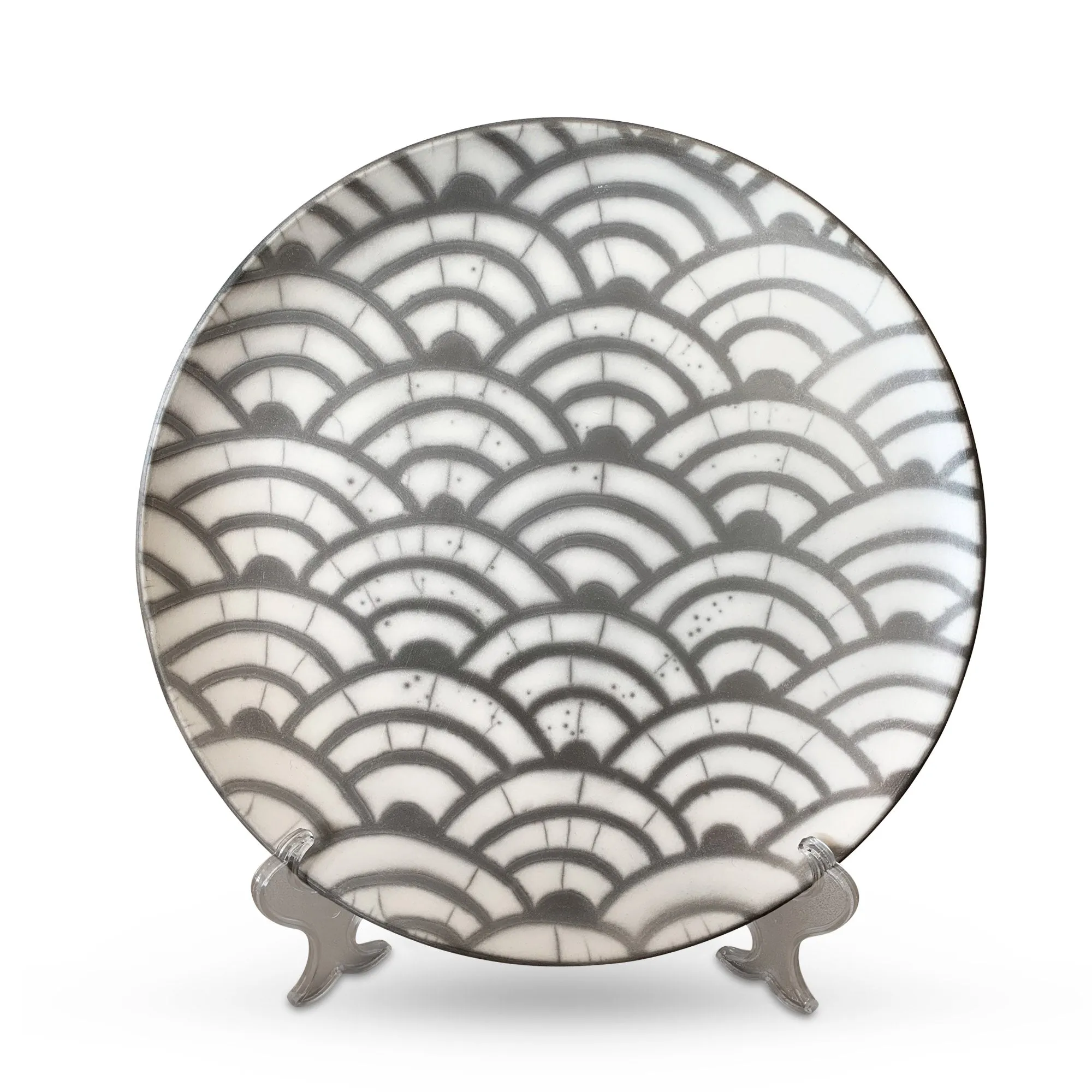 Naked Raku Plate - Waves