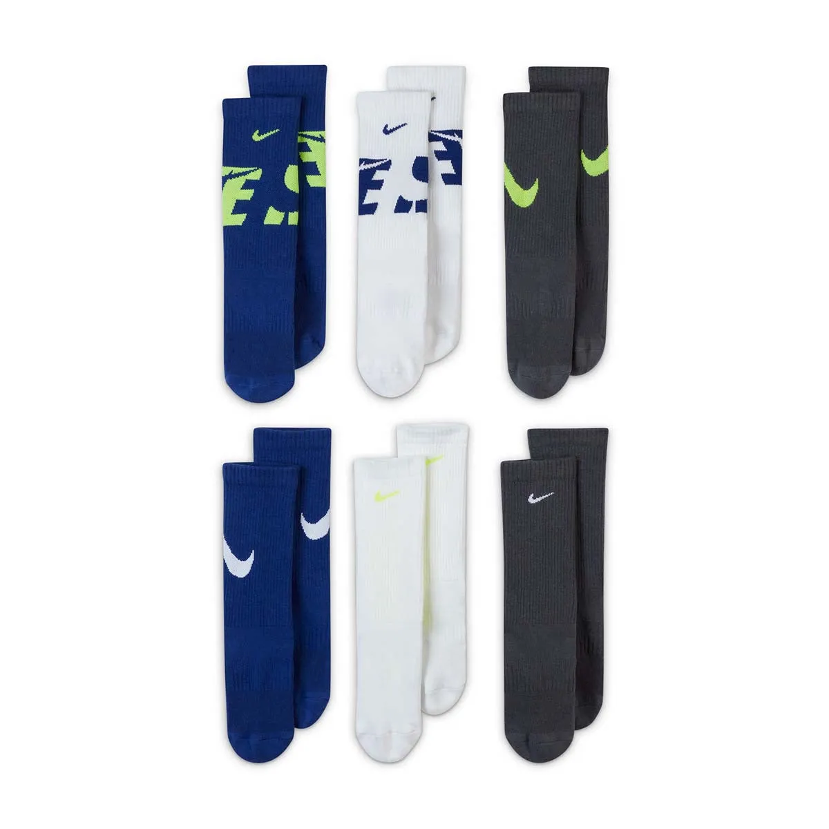 Nike - Everyday Cushioned Youth Crew Socks 6 Pack Multi