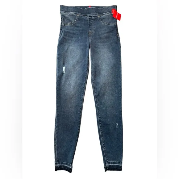 NWT Spanx Medium Wash Distressed Skinny Leggings S